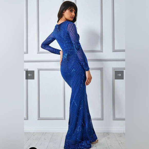 GODDIVA STARBURST SEQUIN MAXI - ROYAL BLUE - Picture 3 of 4